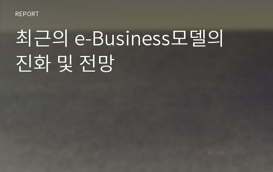 최근의 e-Business모델의 진화 및 전망