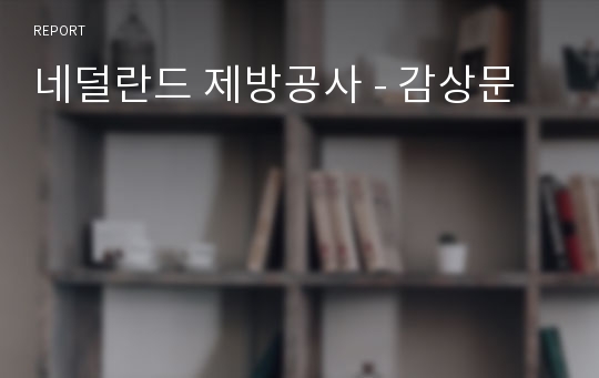 네덜란드 제방공사 - 감상문