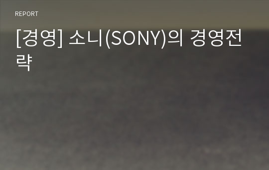 [경영] 소니(SONY)의 경영전략