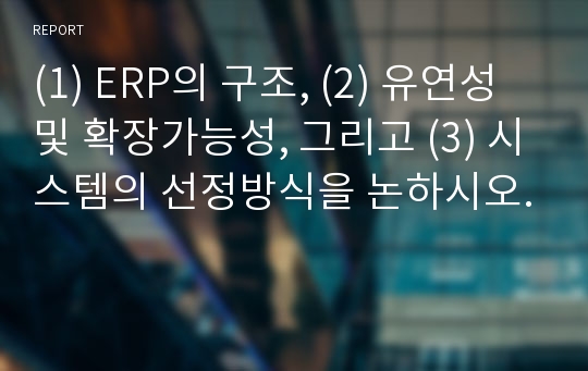 (1) ERP의 구조, (2) 유연성 및 확장가능성, 그리고 (3) 시스템의 선정방식을 논하시오.