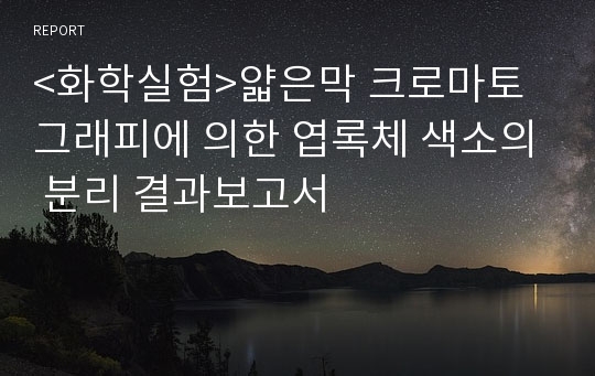 &lt;화학실험&gt;얇은막 크로마토그래피에 의한 엽록체 색소의 분리 결과보고서