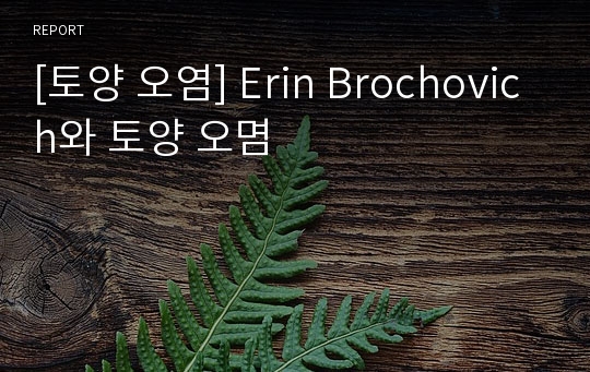 [토양 오염] Erin Brochovich와 토양 오몀