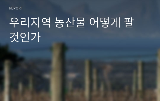 우리지역 농산물 어떻게 팔 것인가