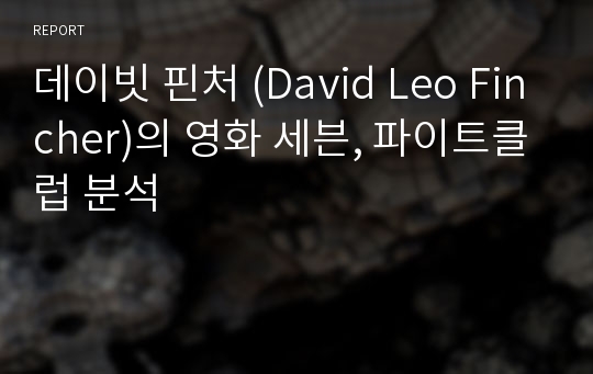 데이빗 핀처 (David Leo Fincher)의 영화 세븐, 파이트클럽 분석