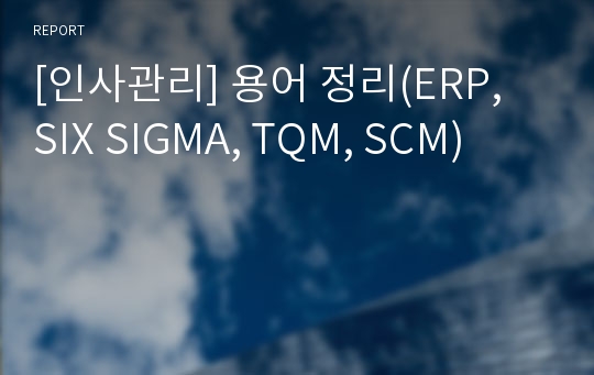 [인사관리] 용어 정리(ERP, SIX SIGMA, TQM, SCM)