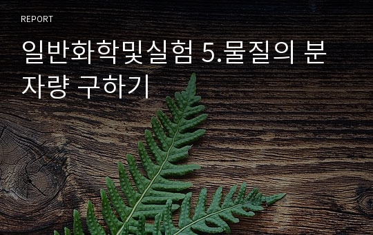 일반화학및실험 5.물질의 분자량 구하기