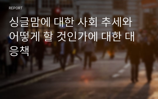 싱글맘에 대한 사회 추세와 어떻게 할 것인가에 대한 대응책