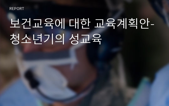 보건교육에 대한 교육계획안-청소년기의 성교육