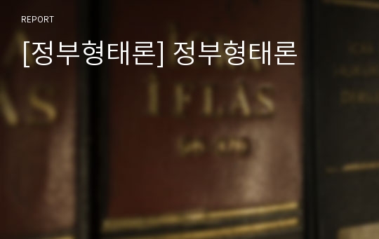 [정부형태론] 정부형태론