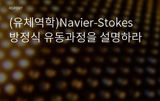 (유체역학)Navier-Stokes 방정식 유동과정을 설명하라