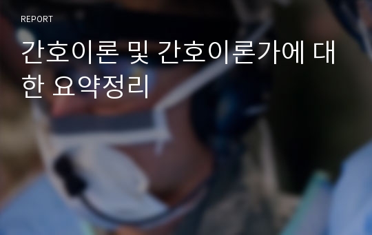 간호이론 및 간호이론가에 대한 요약정리