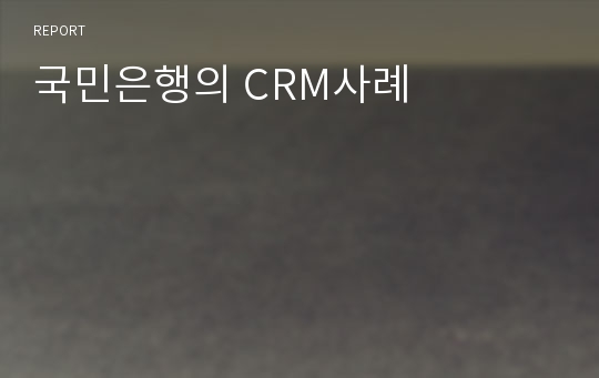 국민은행의 CRM사례