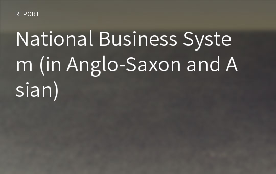 National Business System (in Anglo-Saxon and Asian)