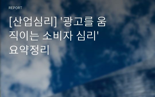 [산업심리] &#039;광고를 움직이는 소비자 심리&#039; 요약정리