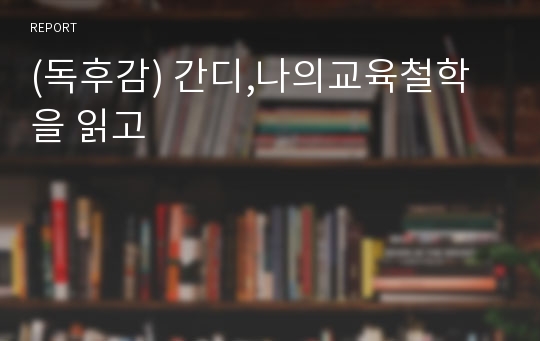 (독후감) 간디,나의교육철학을 읽고