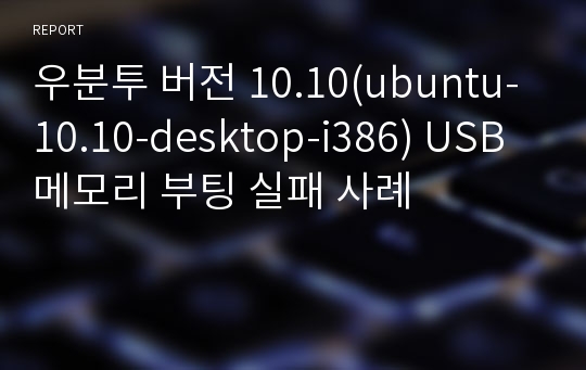 우분투 버전 10.10(ubuntu-10.10-desktop-i386) USB 메모리 부팅 실패 사례