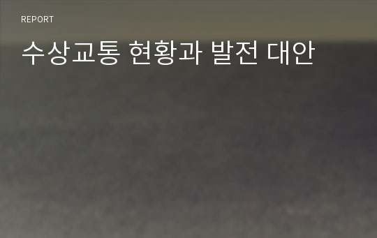 수상교통 현황과 발전 대안