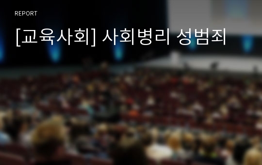 [교육사회] 사회병리 성범죄