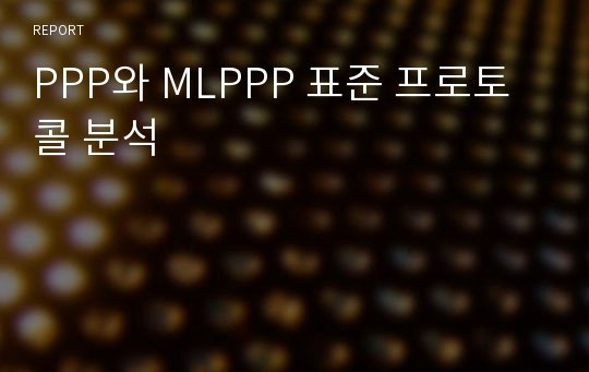 PPP와 MLPPP 표준 프로토콜 분석