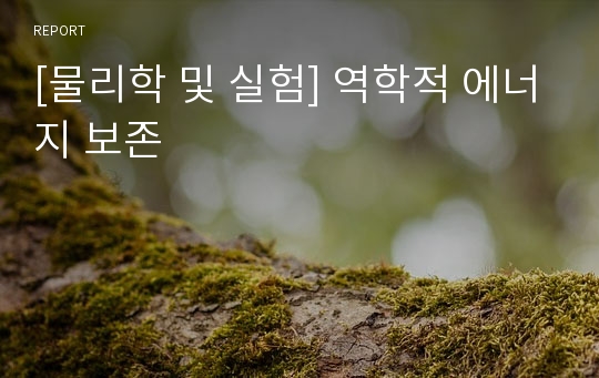 [물리학 및 실험] 역학적 에너지 보존