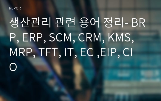 생산관리 관련 용어 정리- BRP, ERP, SCM, CRM, KMS, MRP, TFT, IT, EC ,EIP, CIO