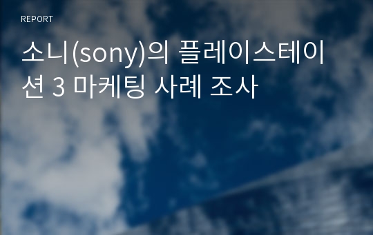 소니(sony)의 플레이스테이션 3 마케팅 사례 조사