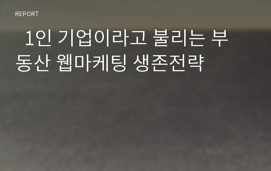   1인 기업이라고 불리는 부동산 웹마케팅 생존전략