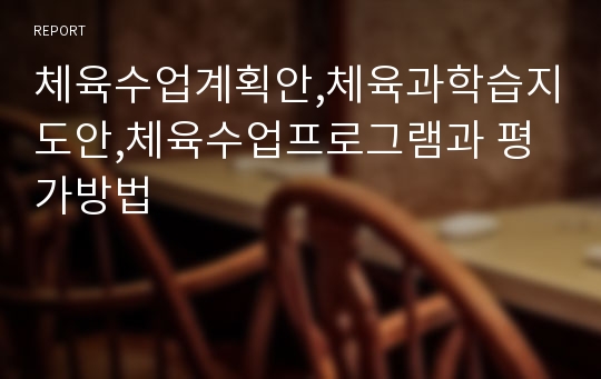 체육수업계획안,체육과학습지도안,체육수업프로그램과 평가방법