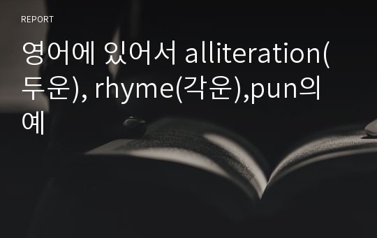 영어에 있어서 alliteration(두운), rhyme(각운),pun의 예