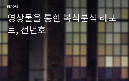 영상물을 통한 복식분석 레포트, 천년호