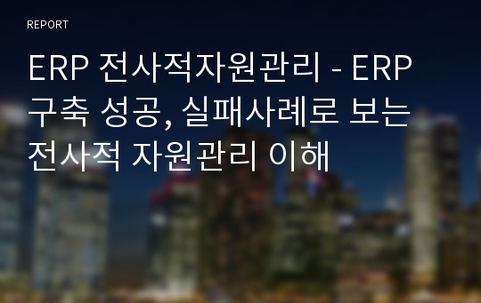 ERP 전사적자원관리 - ERP 구축 성공, 실패사례로 보는 전사적 자원관리 이해