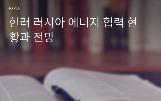 한러 러시아 에너지 협력 현황과 전망