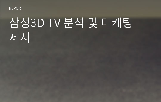 삼성3D TV 분석 및 마케팅 제시