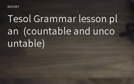 Tesol Grammar lesson plan  (countable and uncountable)