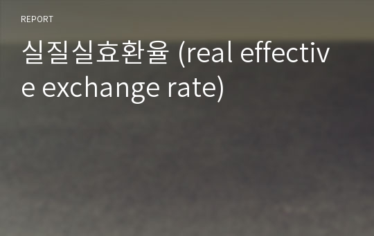 실질실효환율 (real effective exchange rate)