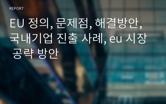 EU 정의, 문제점, 해결방안, 국내기업 진출 사례, eu 시장 공략 방안