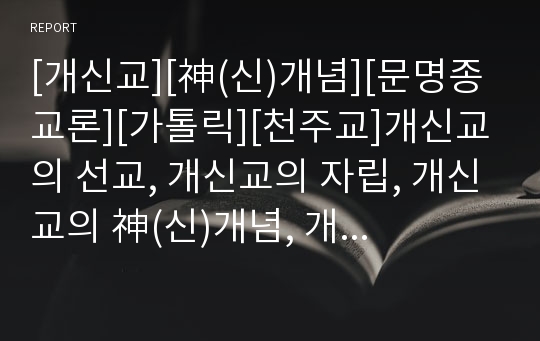 [개신교][神(신)개념][문명종교론][가톨릭][천주교]개신교의 선교, 개신교의 자립, 개신교의 神(신)개념, 개신교의 문명종교론, 개신교의 금욕주의, 개신교의 비판과 선교자유, 개신교와 가톨릭(천주교)의 비교 분석