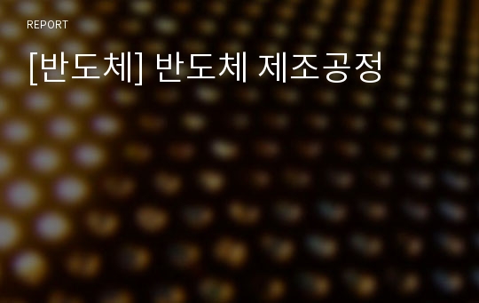 [반도체] 반도체 제조공정