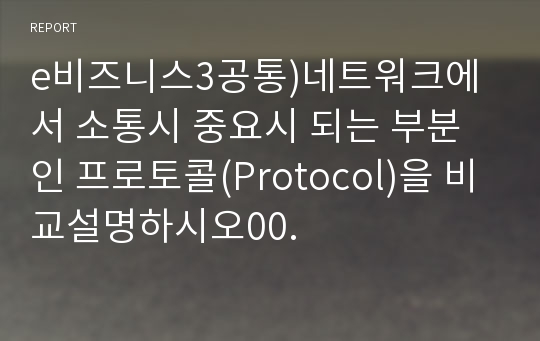 e비즈니스3공통)네트워크에서 소통시 중요시 되는 부분인 프로토콜(Protocol)을 비교설명하시오00.