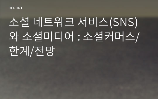 소셜 네트워크 서비스(SNS)와 소셜미디어 : 소셜커머스/한계/전망