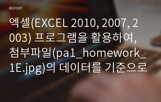 엑셀(EXCEL 2010, 2007, 2003) 프로그램을 활용하여, 첨부파일(pa1_homework_1E.jpg)의 데이터를 기준으로 자료의 총점, 평균점수, 평점을 구하고, 각 학생들의 시험 성적에