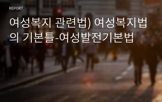 여성복지 관련법) 여성복지법의 기본틀-여성발전기본법