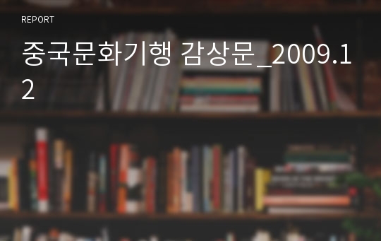 중국문화기행 감상문_2009.12