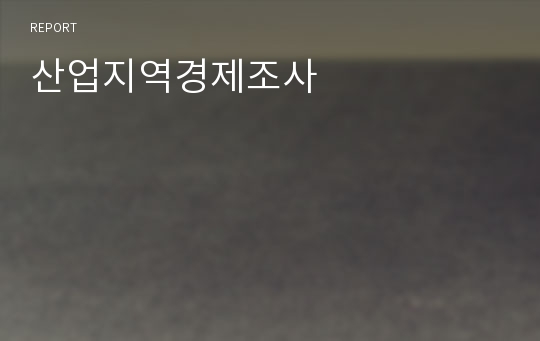 산업지역경제조사