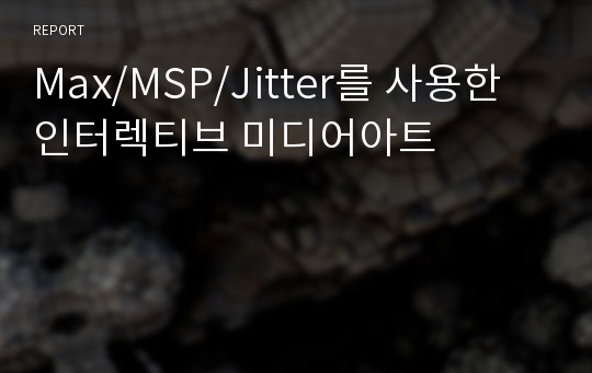 Max/MSP/Jitter를 사용한 인터렉티브 미디어아트