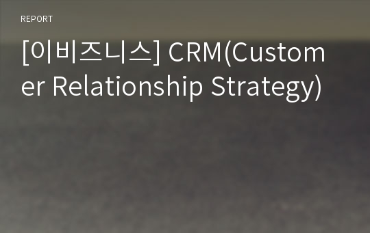 [이비즈니스] CRM(Customer Relationship Strategy)