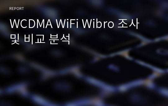 WCDMA WiFi Wibro 조사 및 비교 분석