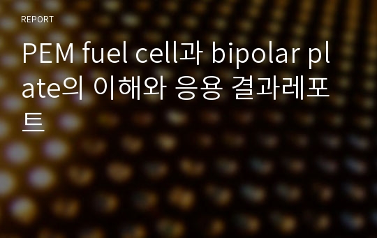 PEM fuel cell과 bipolar plate의 이해와 응용 결과레포트