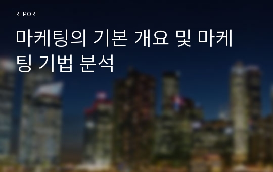 마케팅의 기본 개요 및 마케팅 기법 분석