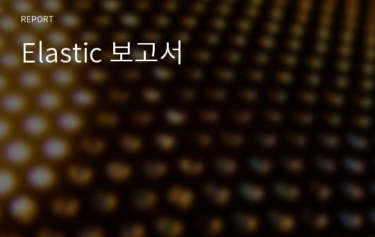 Elastic 보고서